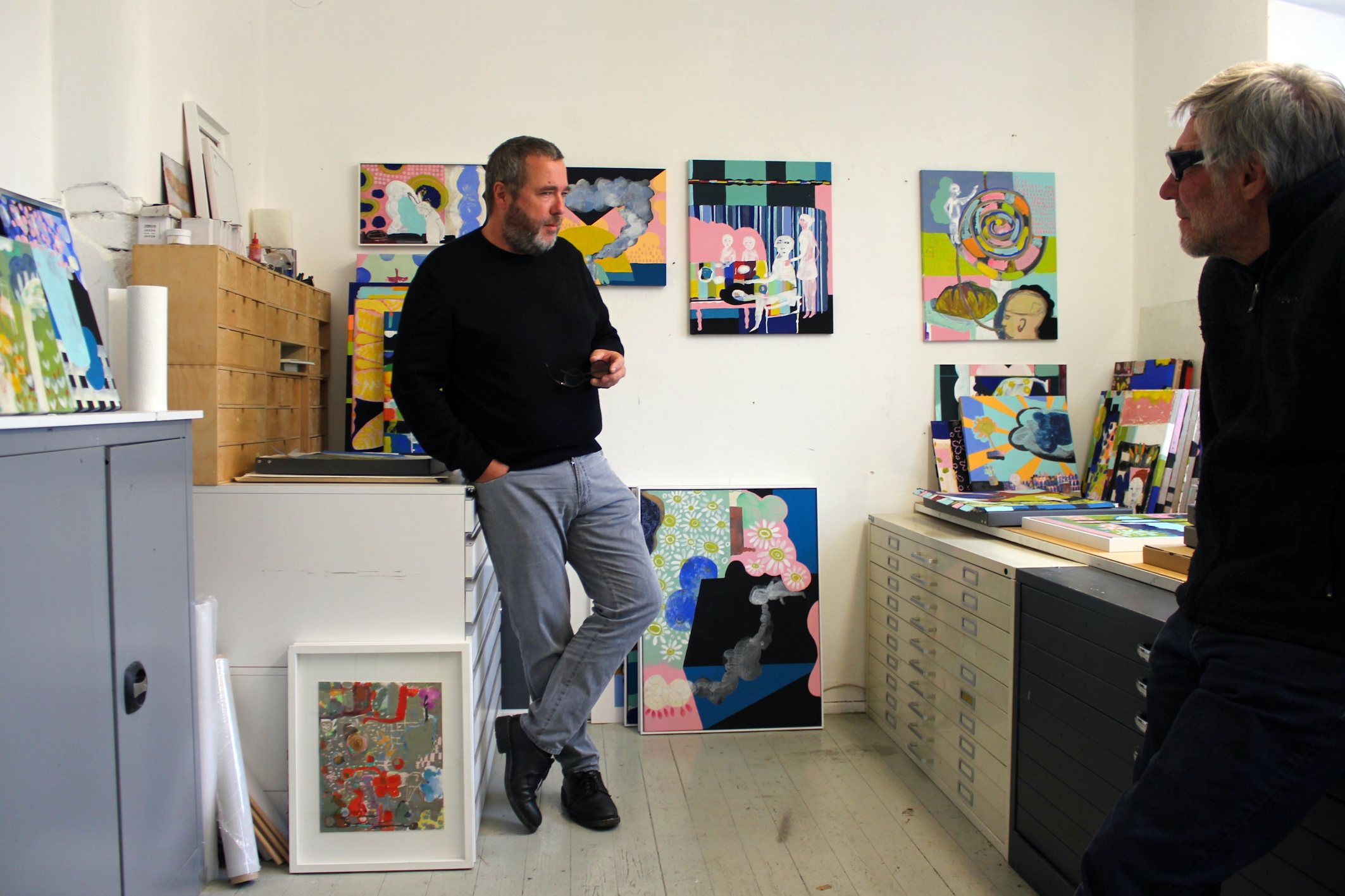 Tom Kristen im Atelier mit Wolf Erdel Foto Antonia Kienberger